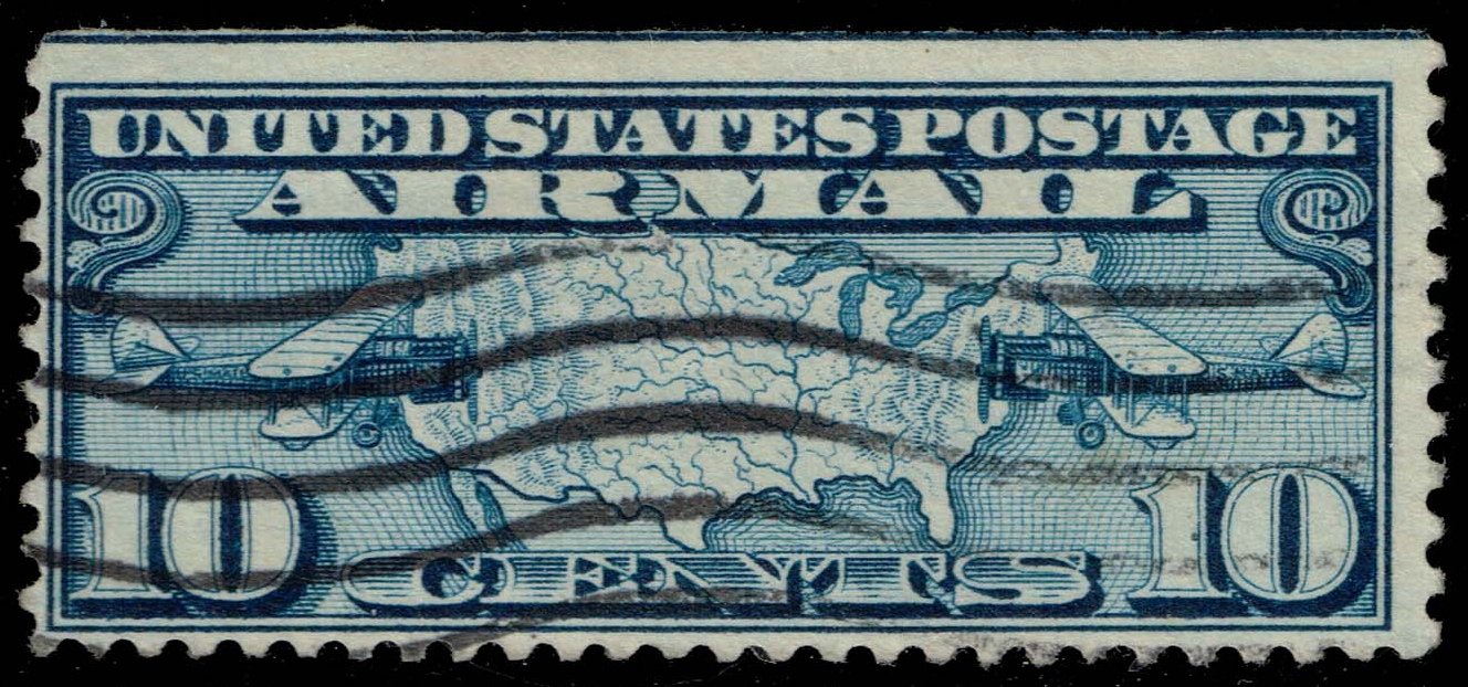 US #C7 Mail Planes and Map; Used
