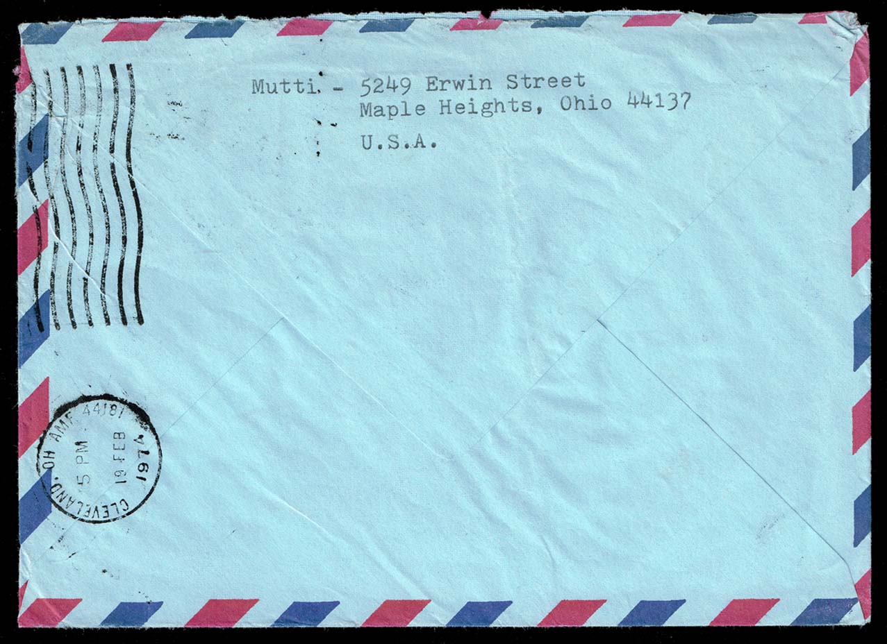 US Cover - Maple Heights OH to Oberamergau West Germany