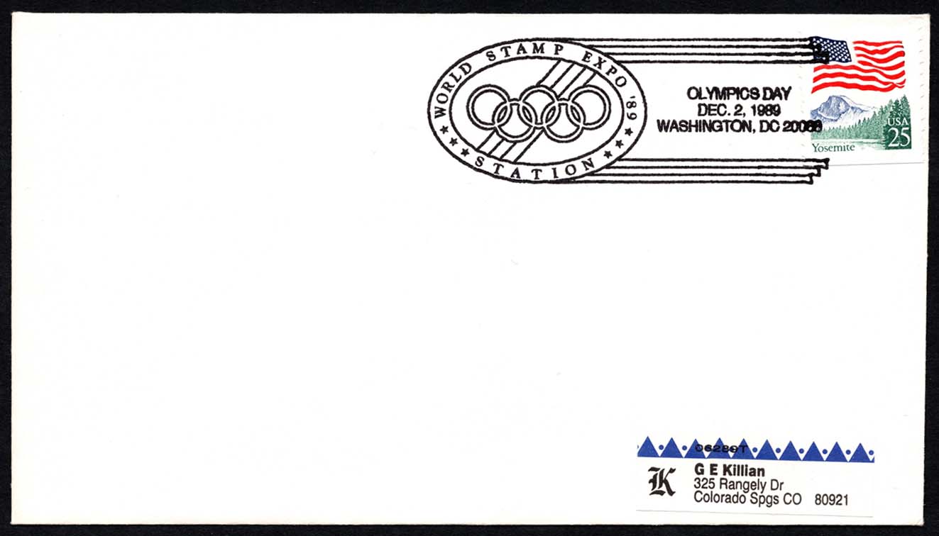 World Stamp Expo '89 Olympics Day Postmark