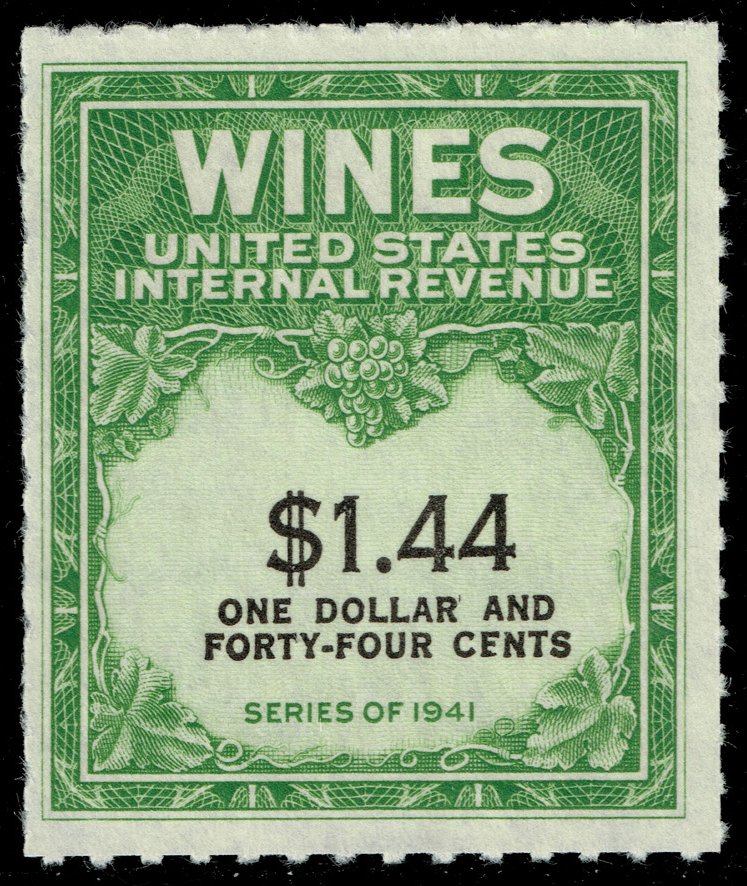 US #RE147 Wine Stamp; Unused NGAI