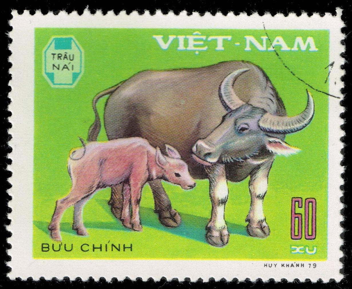 Viet Nam (North) #991 Water Buffalo with Calf; CTO