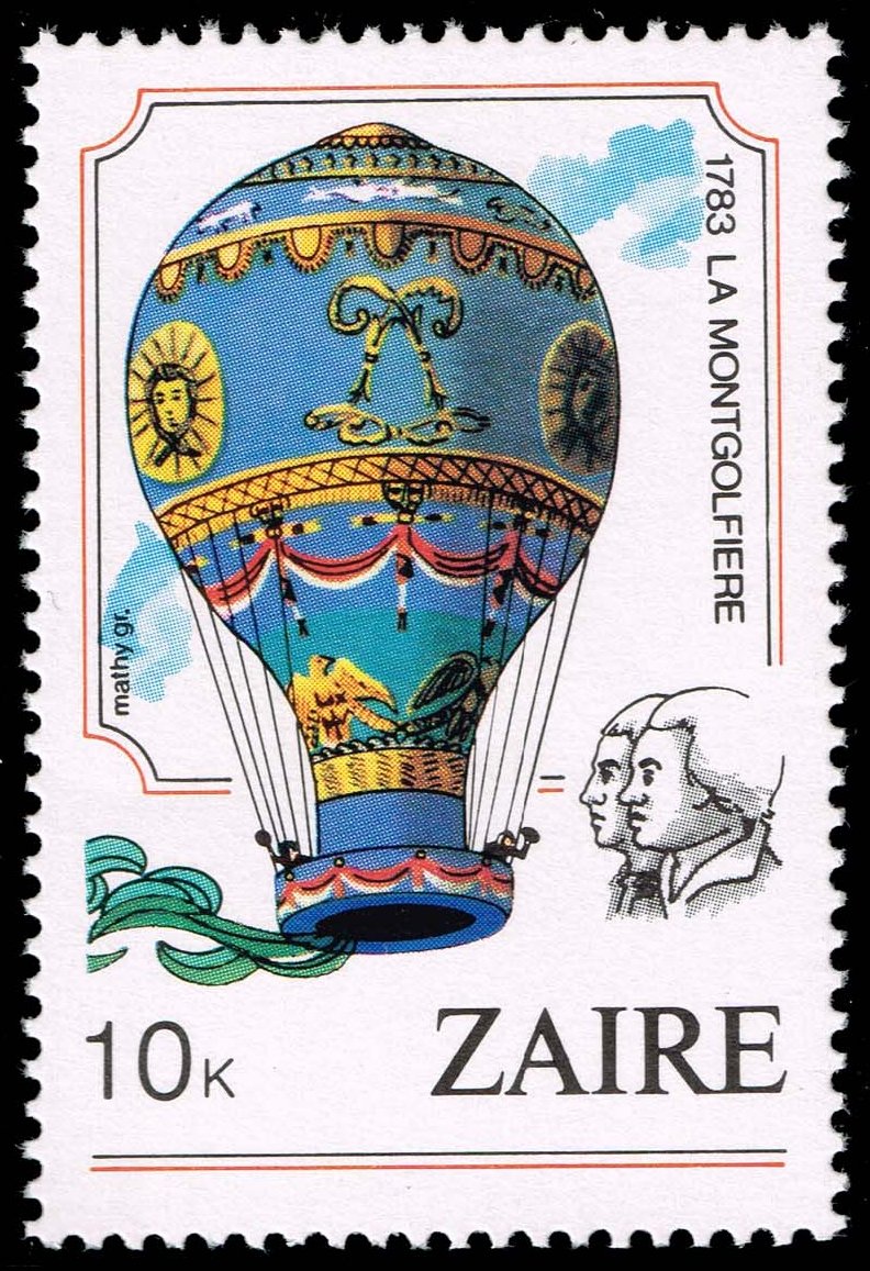 Zaire #1160 Montgolfiere Hot Air Balloon; MNH